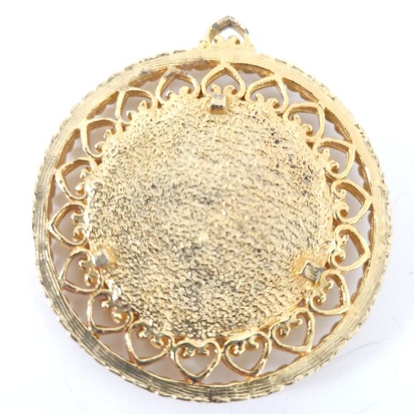 Large Aries Ram Pendant Zodiac Gold Toned, Black, Moon, Stars, Horoscope Jewelry - Picture 3 of 3